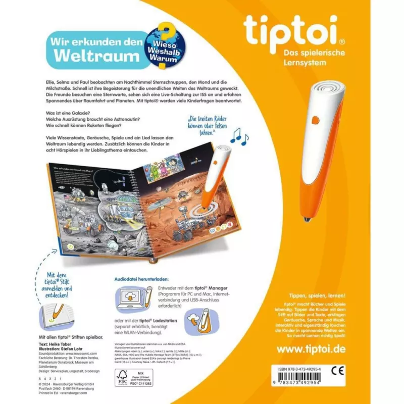 tiptoi Kodėl? Kaip? Kam? Tyrinėjame kosmosą, mokomoji knyga