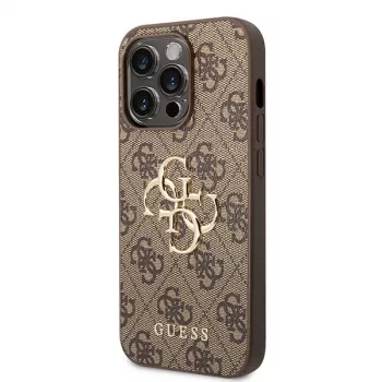 GUESS dėklas Guess GUHCP15L4GMGBR iPhone 15 Pro 6.1 ruda | rudas kietas dėklas 4G Big Metal Logo