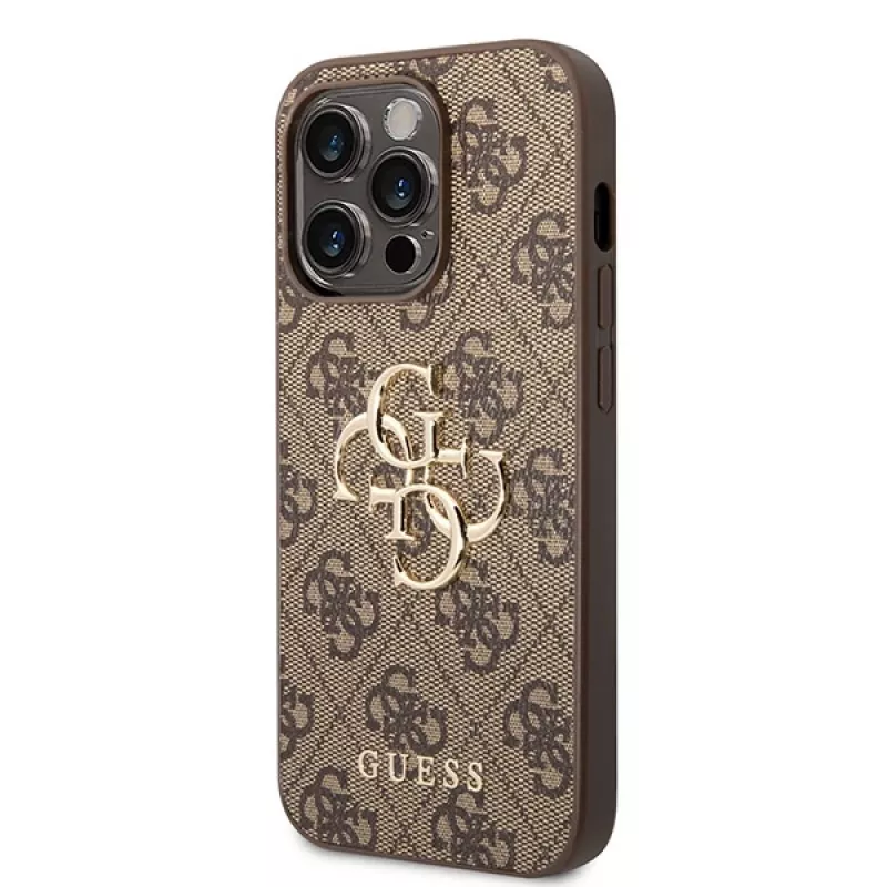 GUESS dėklas Guess GUHCP15L4GMGBR iPhone 15 Pro 6.1 ruda | rudas kietas dėklas 4G Big Metal Logo