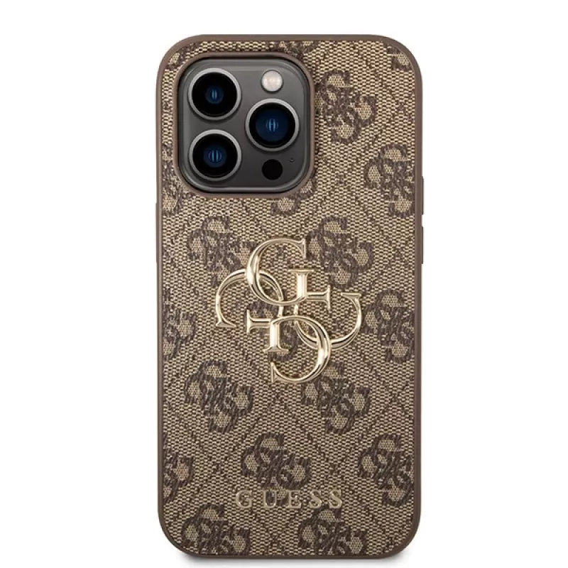 GUESS dėklas Guess GUHCP15L4GMGBR iPhone 15 Pro 6.1 ruda | rudas kietas dėklas 4G Big Metal Logo