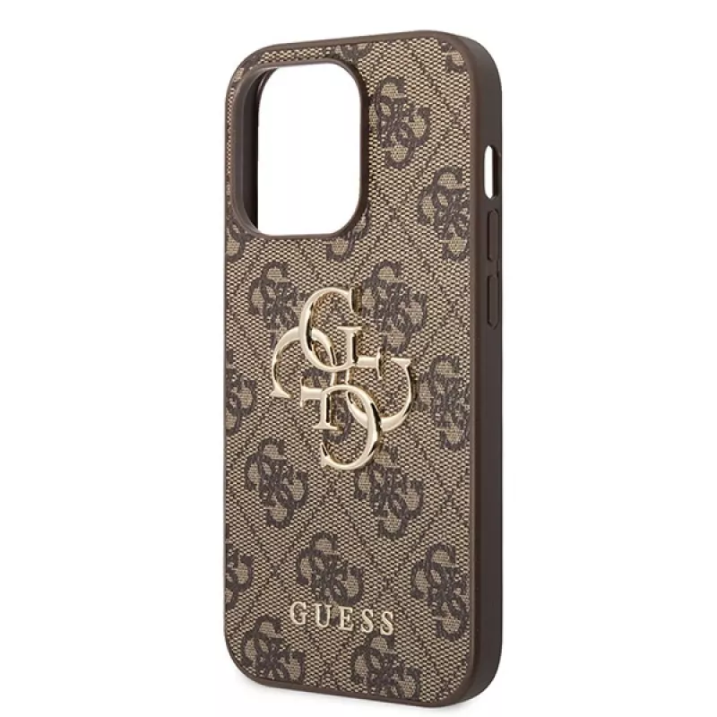 GUESS dėklas Guess GUHCP15L4GMGBR iPhone 15 Pro 6.1 ruda | rudas kietas dėklas 4G Big Metal Logo