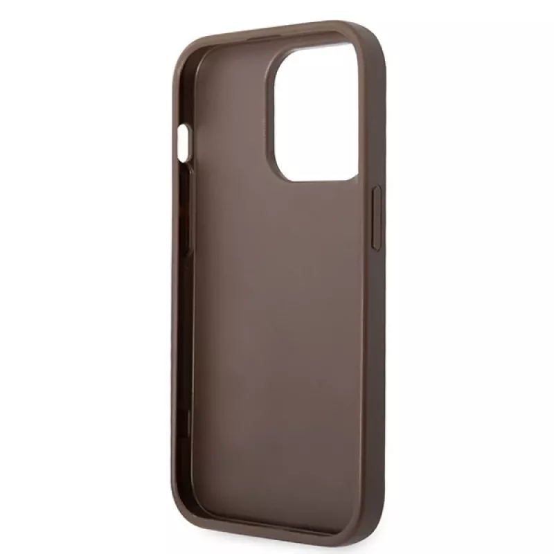 GUESS dėklas Guess GUHCP15L4GMGBR iPhone 15 Pro 6.1 ruda | rudas kietas dėklas 4G Big Metal Logo