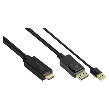 Alcasa HDMI-DP020 vaizdo kabelio adapteris 2 m HDMI Type A DisplayPort juodas