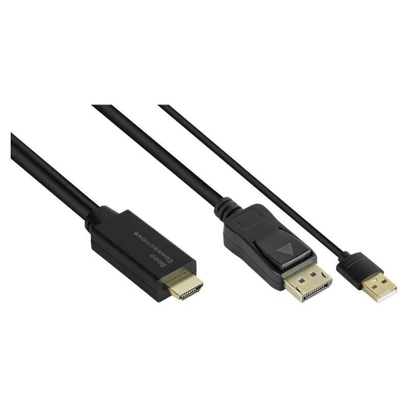 Alcasa HDMI-DP020 vaizdo kabelio adapteris 2 m HDMI Type A DisplayPort juodas