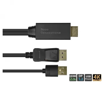 Alcasa HDMI-DP020 vaizdo kabelio adapteris 2 m HDMI Type A DisplayPort juodas