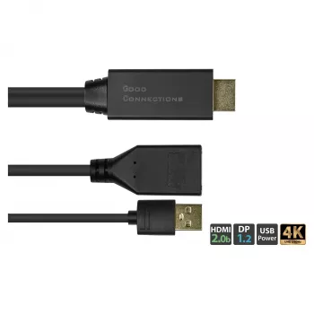 Alcasa HDMI-AD22 vaizdo kabelio adapteris 0,3 m HDMI A tipo DisplayPort juodas