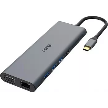 Akasa AK-CBCA28-18BK nešiojamojo kompiuterio dokas ir prievadų daugiklis Laidinis USB 3.2 Gen 1 (3.1 Gen 1) Type-C Juoda - Pilka (AK-CBCA28-18BK)