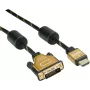 Roline Gold - Vaizdo laidas - Dviguba jungtis - HDMI / DVI - DVI-D (kištukas) į HDMI (kištukas) - 5 m - ekranuotas - juodas, auksinis - 4K palaikymas