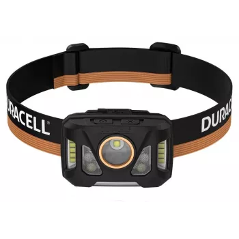 Priekinis žibintas Duracell DH1000R – juodas/oranžinis, įkraunama laisvų rankų šviesa