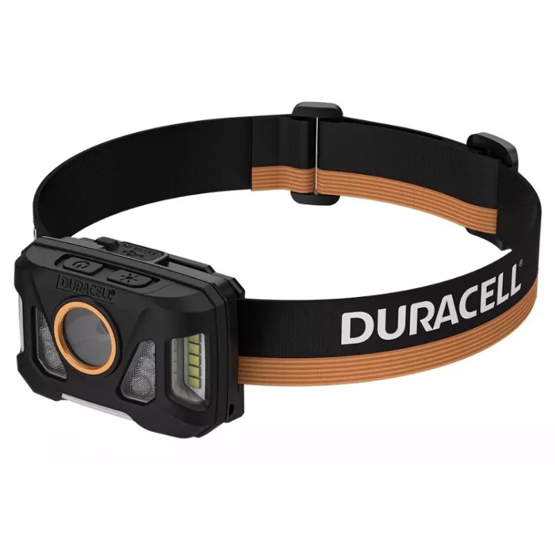 Priekinis žibintas Duracell DH1000R – juodas/oranžinis, įkraunama laisvų rankų šviesa