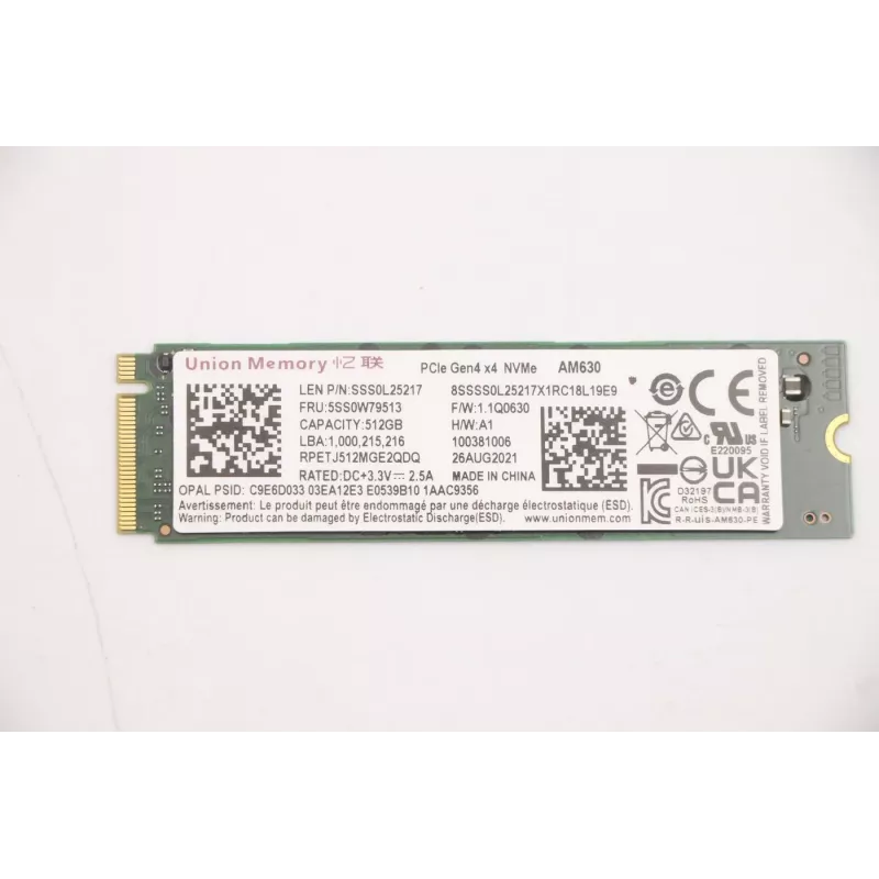 Vidinis NVMe SSD Lenovo SSDASM 512 GB PCIe 4.0 x4 M.2 2280