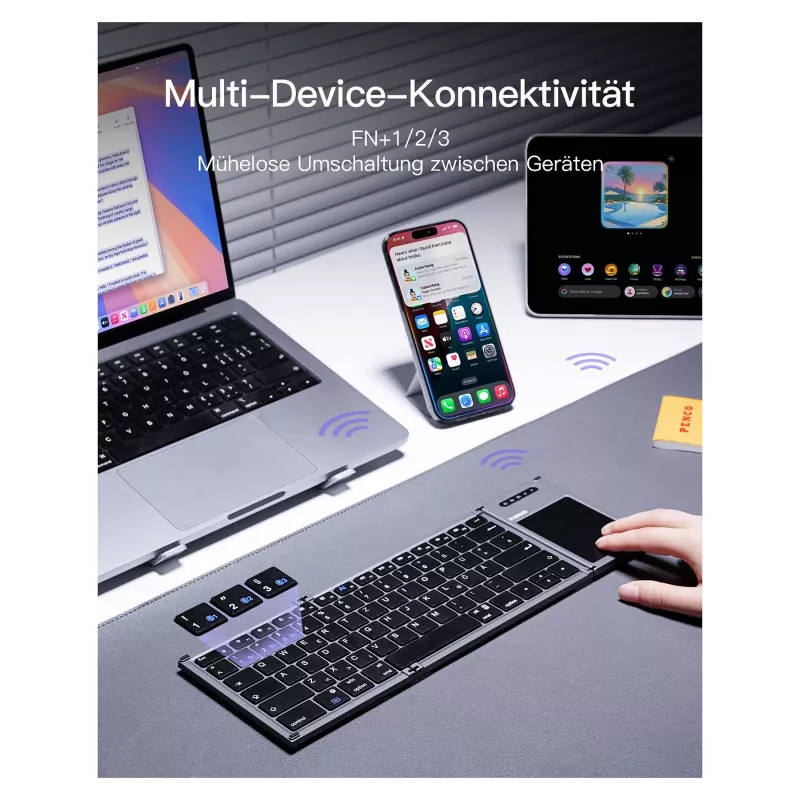 Inateck KB06101_STEEL GRAY klaviatūra Namams RF belaidė + Bluetooth QWERTZ anglų Juoda