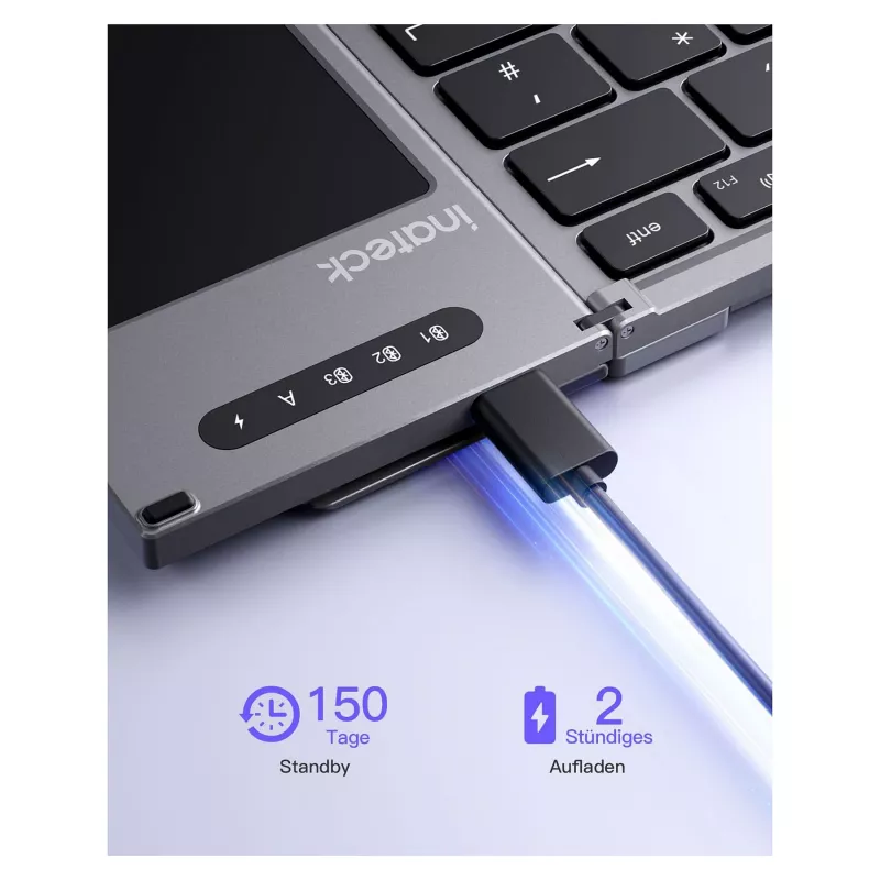 Inateck KB06101_STEEL GRAY klaviatūra Namams RF belaidė + Bluetooth QWERTZ anglų Juoda