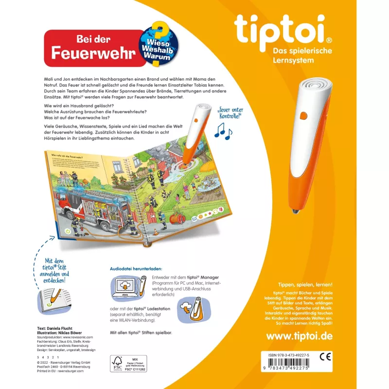 tiptoi Kodėl? Kaip? Kam? Prie gaisrinės, mokomoji knyga