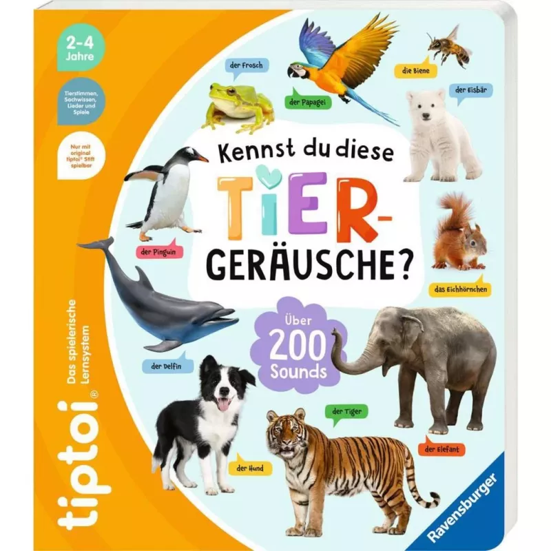 tiptoi Pažįsti šiuos gyvūnų garsus?, mokomoji knyga