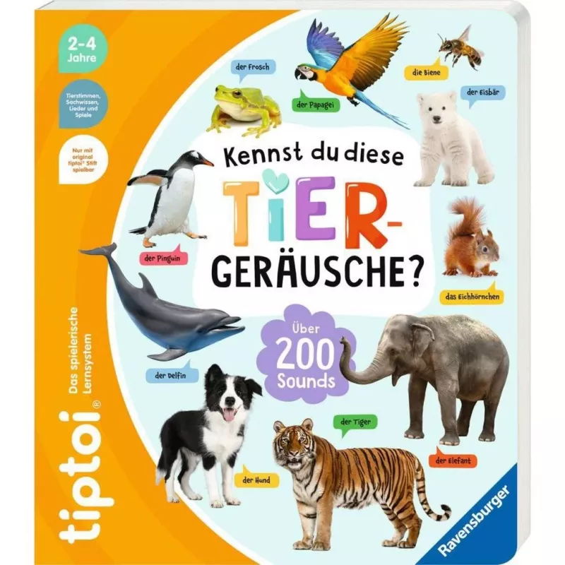 tiptoi Pažįsti šiuos gyvūnų garsus?, mokomoji knyga