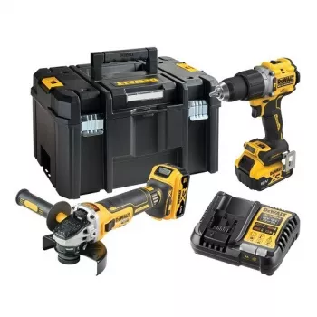 DeWalt DCK2026P2T-QW kombinuotas rinkinys DCD805 + DCG405, 18 V XR 2×5,0 Ah juodas, geltonas
