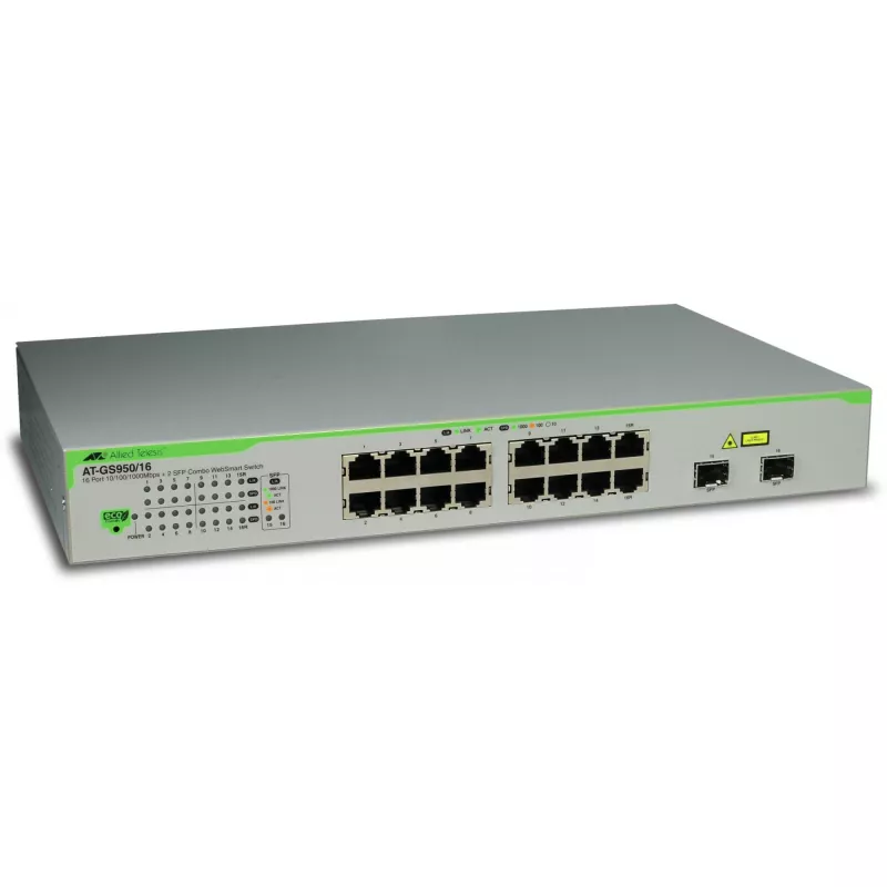 Allied Telesis AT GS950/16 WebSmart Switch - Jungiklis - Valdomas - 16 x 10/100/1000 + 2 x SFP - Darbalaukio