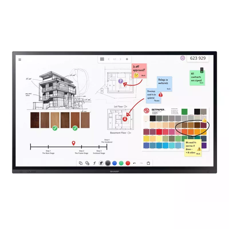 Interaktyvus plokščiasis ekranas Sharp PN-LA862 86 col. 4K Ultra HD jutiklinis juodas