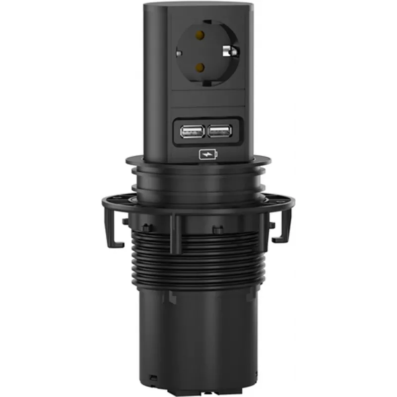Bachmann ELEVATOR 1xCEE7/3928.01771xUSB Charger 2 0m CEE7/7 RAL9005