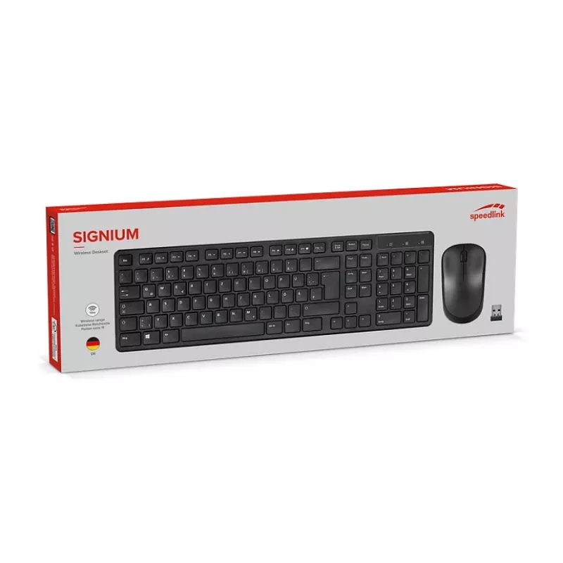 Belaidis darbastalio rinkinys Speedlink SIGNIUM SL-640303-BK Juoda — DE išdėstymas, belaidė klaviatūra ir pelė
