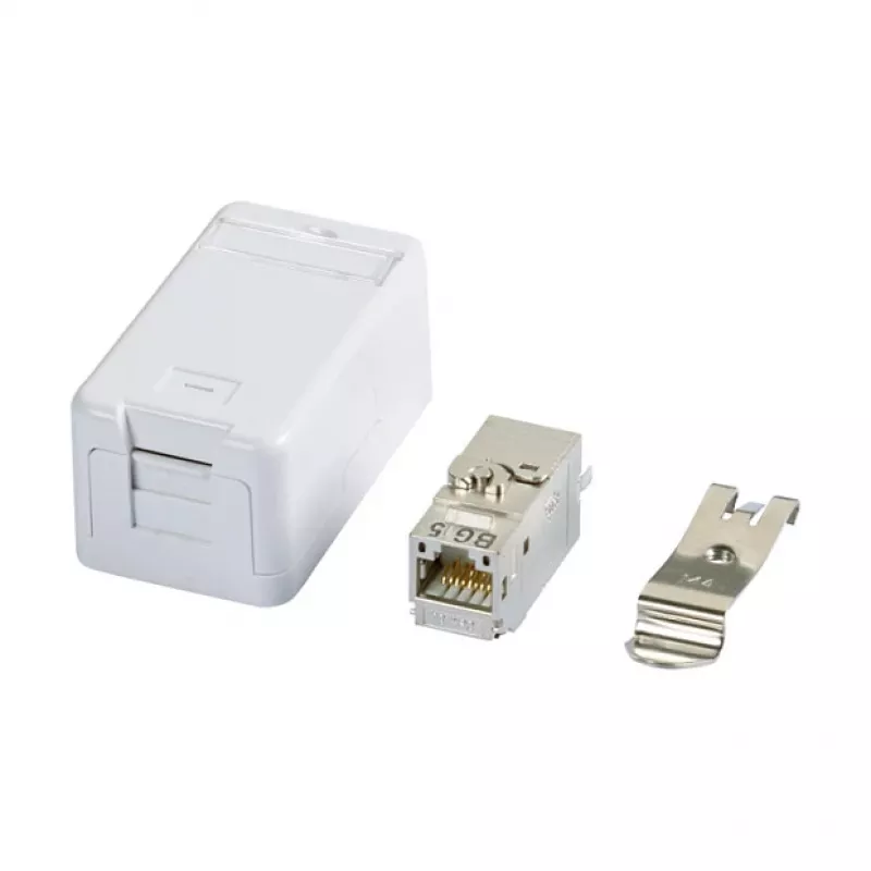 Plokščia RJ-45 moteriška jungtis BTR 130B21D1APL-E Cat6a Balta plokščia