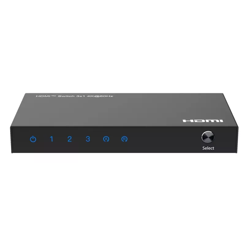 Vaizdo jungiklis MicroConnect MC-HDMISWITCH0301-4K 4K 60Hz Metalas Juodas