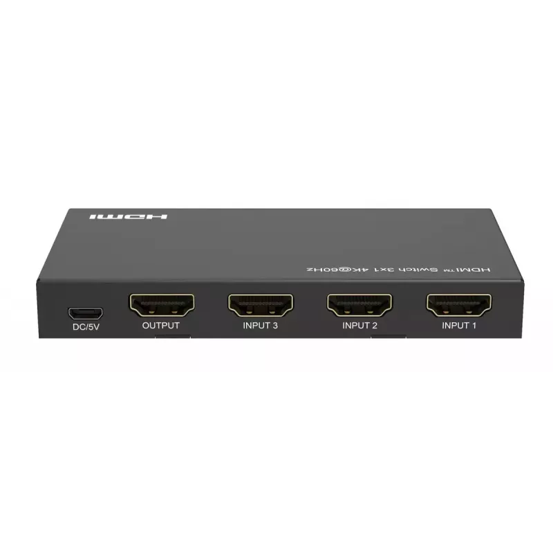 Vaizdo jungiklis MicroConnect MC-HDMISWITCH0301-4K 4K 60Hz Metalas Juodas