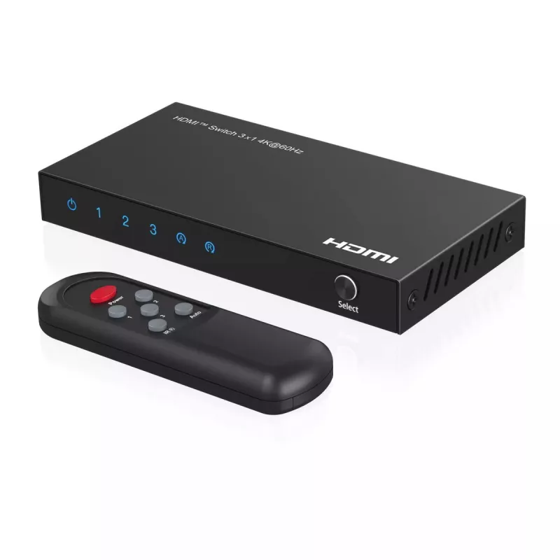 Vaizdo jungiklis MicroConnect MC-HDMISWITCH0301-4K 4K 60Hz Metalas Juodas