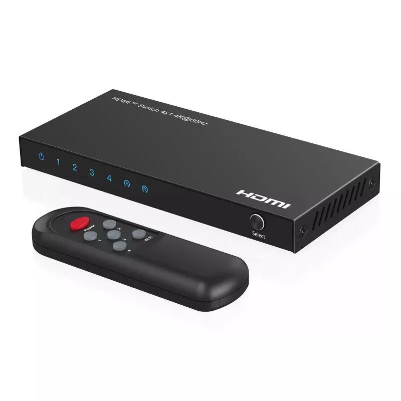 Vaizdo jungiklis MicroConnect MC-HDMISWITCH0401-4K 4K 60Hz Metalinis Juodas