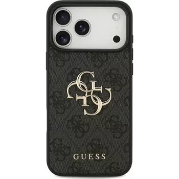 GUESS Hard Cover 4G Big Metal Logo Pilka, skirtas Apple iPhone 17 Pro Max, GUHCP17X4GMGGR