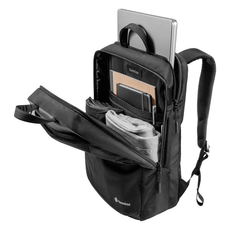 Kuprinė Tomtoc Explorer-T71 24L — nešiojamojo kompiuterio kelioninė kuprinė (juoda)