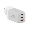 ALOGIC WCM3X67G vidinis kintamosios srovės įkroviklis išmaniajam telefonui ir planšetiniam kompiuteriui, 110–240 V, 2× USB‑C, pilka / balta