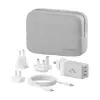 ALOGIC WCM3X67G vidinis kintamosios srovės įkroviklis išmaniajam telefonui ir planšetiniam kompiuteriui, 110–240 V, 2× USB‑C, pilka / balta