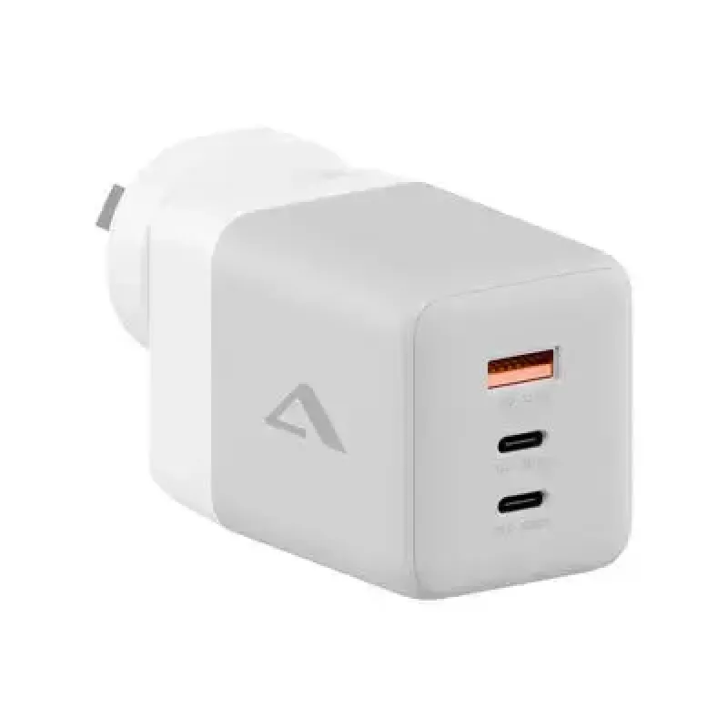 ALOGIC mobiliojo įrenginio įkroviklis WCM3X100G — Vidinis kintamosios srovės įkroviklis, skirtas išmaniajam telefonui ir planšetiniam kompiuteriui, 2x USB-C, 100–240V, Balta