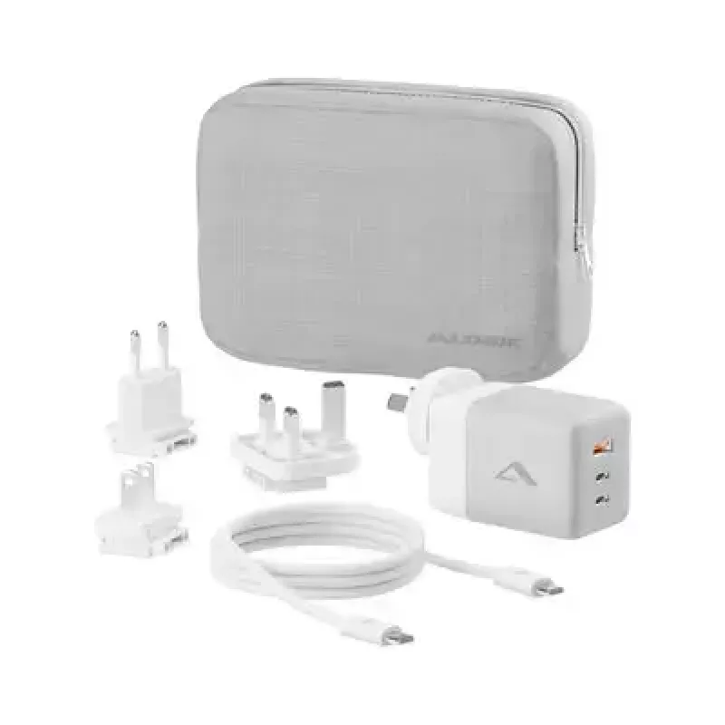 ALOGIC mobiliojo įrenginio įkroviklis WCM3X100G — Vidinis kintamosios srovės įkroviklis, skirtas išmaniajam telefonui ir planšetiniam kompiuteriui, 2x USB-C, 100–240V, Balta