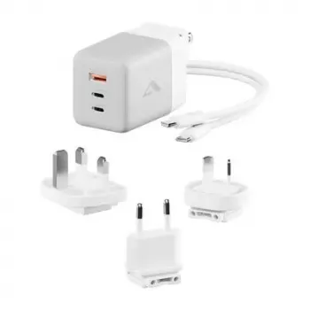 ALOGIC mobiliojo įrenginio įkroviklis WCM3X100G — Vidinis kintamosios srovės įkroviklis, skirtas išmaniajam telefonui ir planšetiniam kompiuteriui, 2x USB-C, 100–240V, Balta