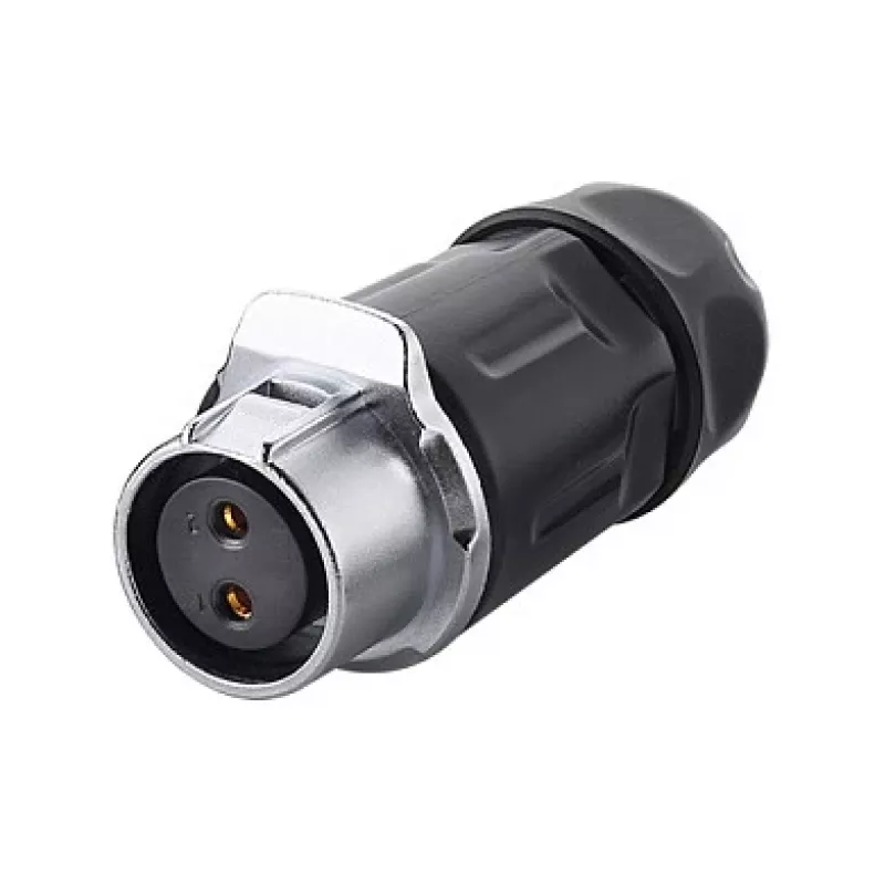 Laido jungtis Alcasa IC01-20P202 S1 maitinimo 2 kontaktų juoda