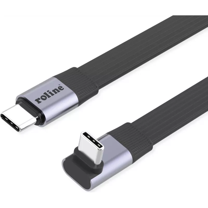 ROLINE USB4-2.0 kabelis 80 Gbit/s Plokščias ST/ST tiesiai-270° kampuotas - Kabelis - Skaitmeninis/Duomenų