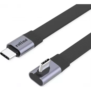 ROLINE USB4-2.0 kabelis 80 Gbit/s plokščias ST/ST tiesus-90° kampinis - Kabelis - Skaitmeninis/Duomenų