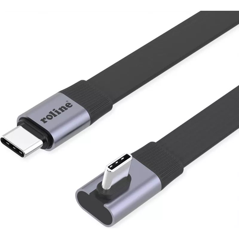 ROLINE USB4-2.0 kabelis 80 Gbit/s plokščias ST/ST tiesus-90° kampinis - Kabelis - Skaitmeninis/Duomenų