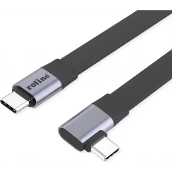ROLINE USB4-2.0 kabelis (80 Gbit/s), plokščias ST/ST, tiesus-90° kampuotas, 0,13 m (11.02.9099)