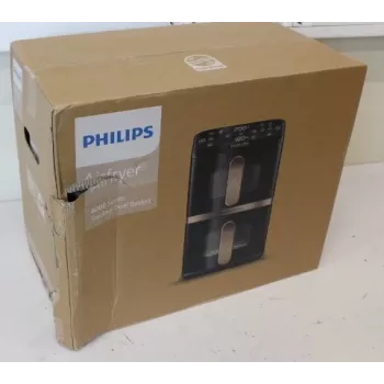 SALE OUT. Philips dviejų krepšelių karšto oro gruzdintuvė | NA462/70 4000 serija | Galia 2750 W | Talpa 10 l | Rapid Air technologija | Juoda | PAŽEISTA PAKUOTĖ, PAŽEISTAS PLASTIKAS GALINĖJE DALYJE