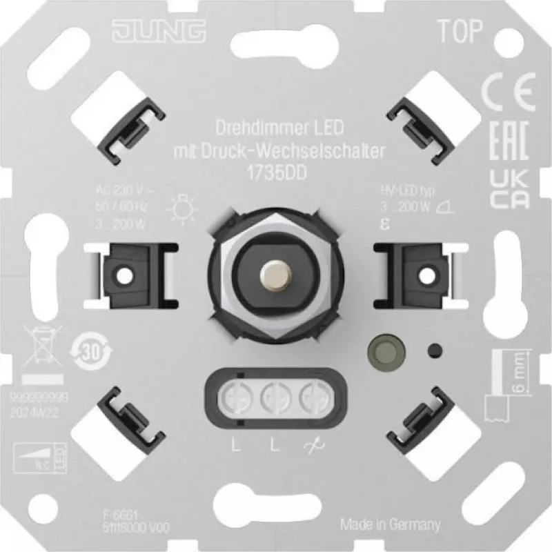 Jung Rotary Dimmer LED 1735 DD su spaudžiamuoju dvieigiu jungikliu 1 (1735DD)