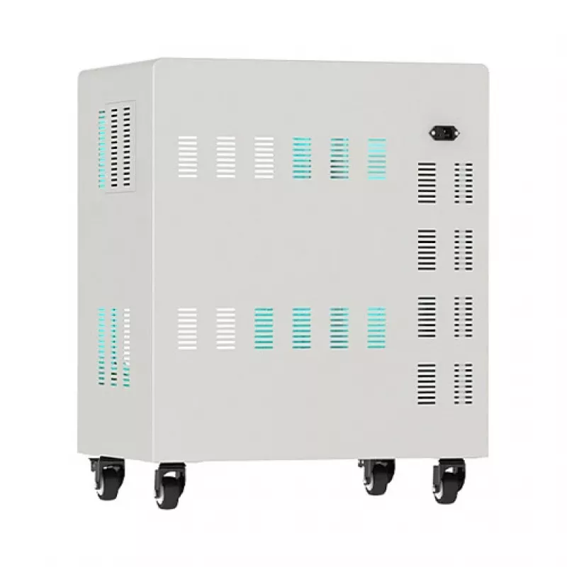 GoodConnections ANTARES PRO T20C planšetinių kompiuterių įkrovimo vežimėlis su 11 USB-C 30W prievadų, PD3.0, UVC dezinfekcija, pilkas