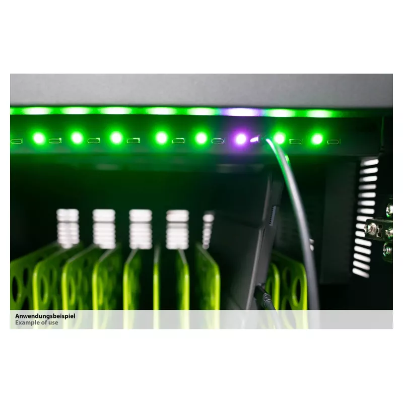 GoodConnections ANTARES PRO T30C planšečių įkrovimo vežimėlis su 11 USB-C 30W prievadais PD3.0 UVC dezinfekcija Pilka