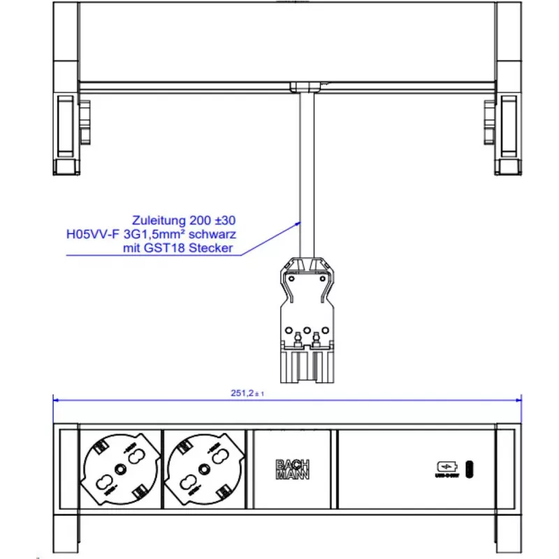 BACHMANN DESK2 ALU Juoda 2xP40 (937.327)