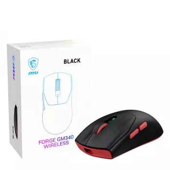 MSI Forge GM340 belaidis žaidimų pelė, abiem rankoms tinkama, optinė, 12000 DPI, juoda