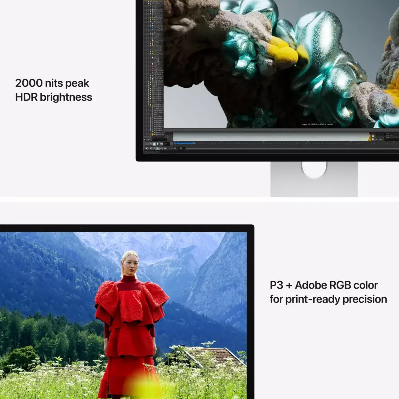 Monitorius Apple Studio Display XDR 27 colių 5K Ultra HD LED, standartinis stiklas, pakreipiamas ir aukščio reguliuojamas stovas, sidabrinis