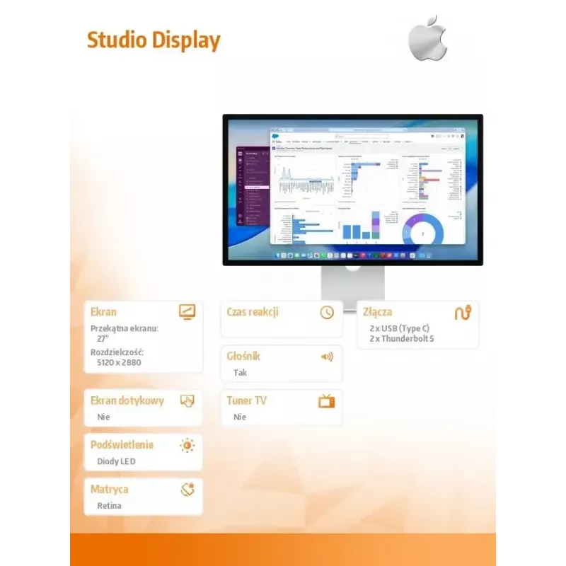 Monitorius Apple Studio Display su Nano-texture stiklu ir pakreipiamu stovu (MFF14RC/A)